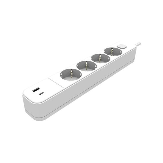 Multipresa schuko con interruttore 4 posti con presa USB - USB type C Multipresa schuko con interruttore 4 posti con presa USB - USB type C
